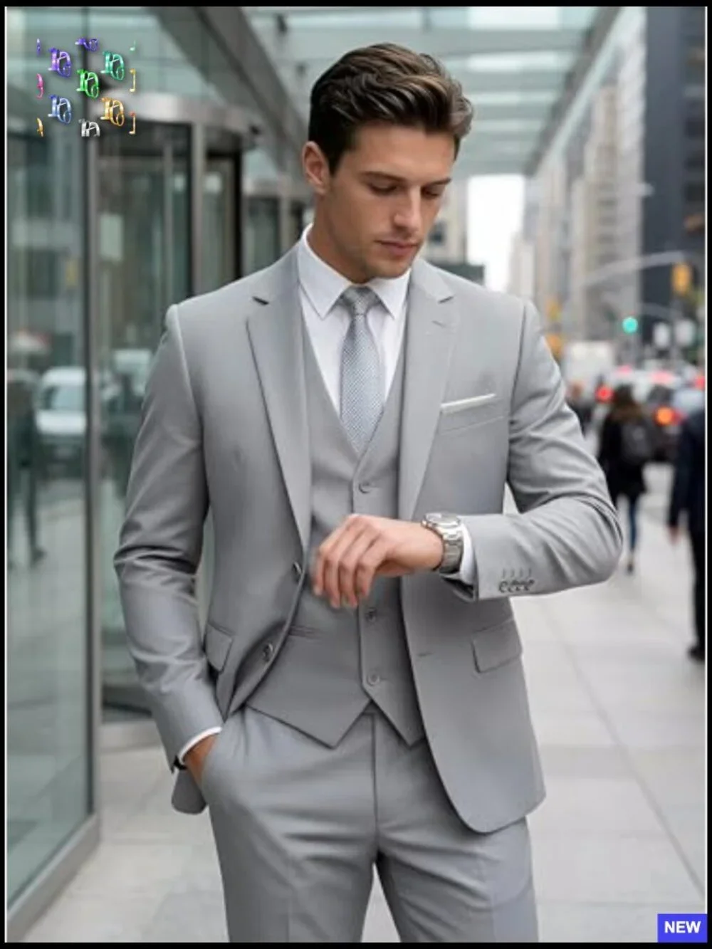 Slim Fit Three-Piece Suit Formal Business Tuxedo Wedding Prom Groom